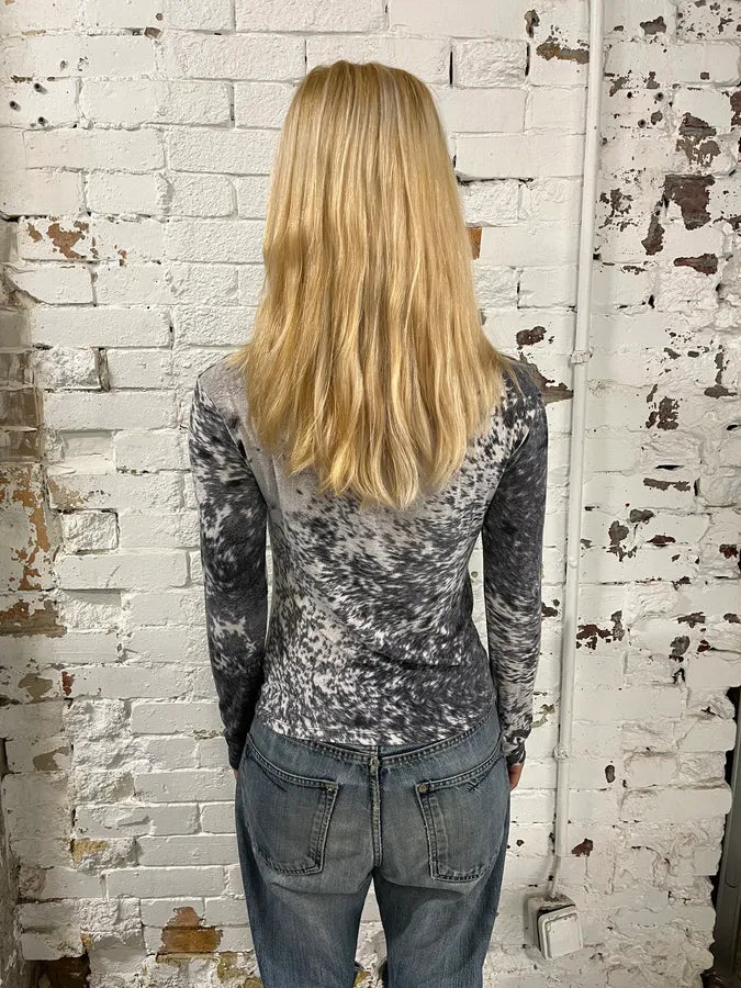 FW1999 Roberto Cavalli Blue Cow Print Longsleeves rLTeQlv 1