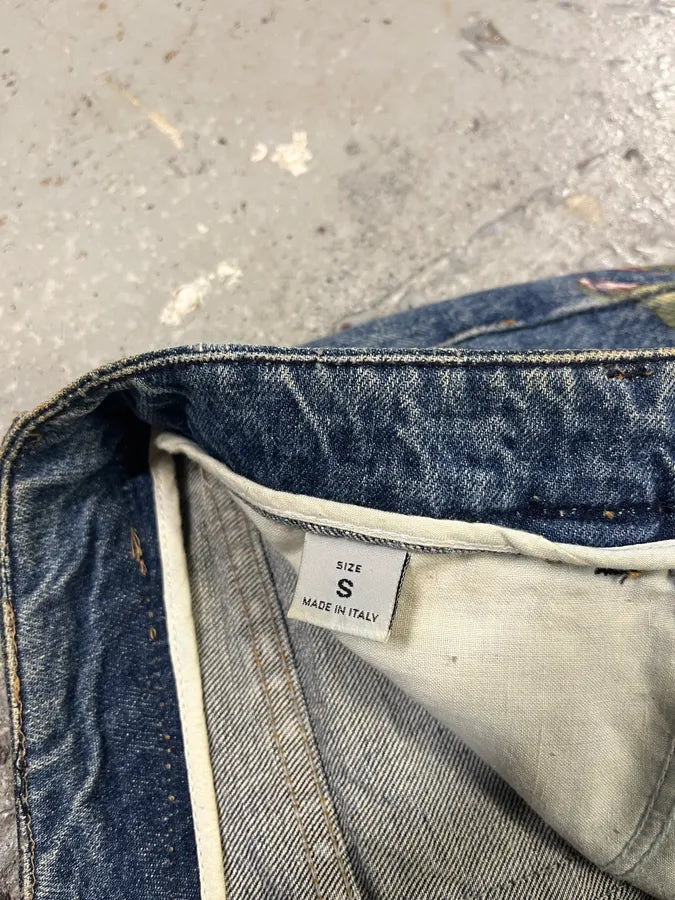 FW1999 Roberto Cavalli Blue Denim Flowers Royal Jeans (S) rkyUbnB 10
