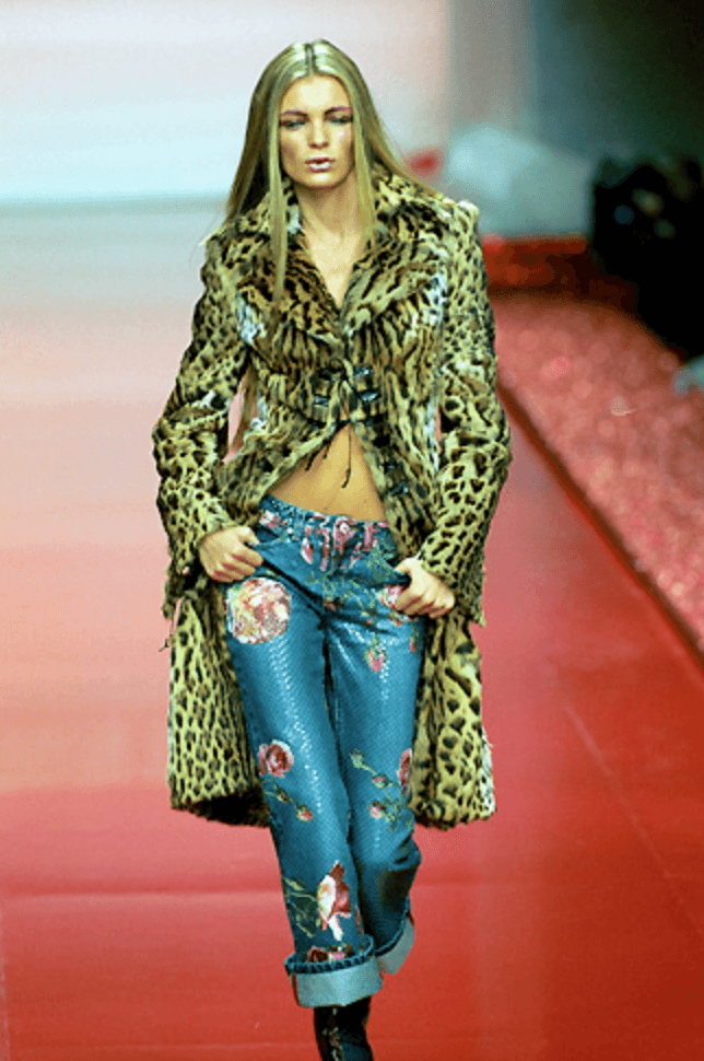 FW1999 Roberto Cavalli Blue Denim Flowers Royal Jeans (S) rkyUbnB 2