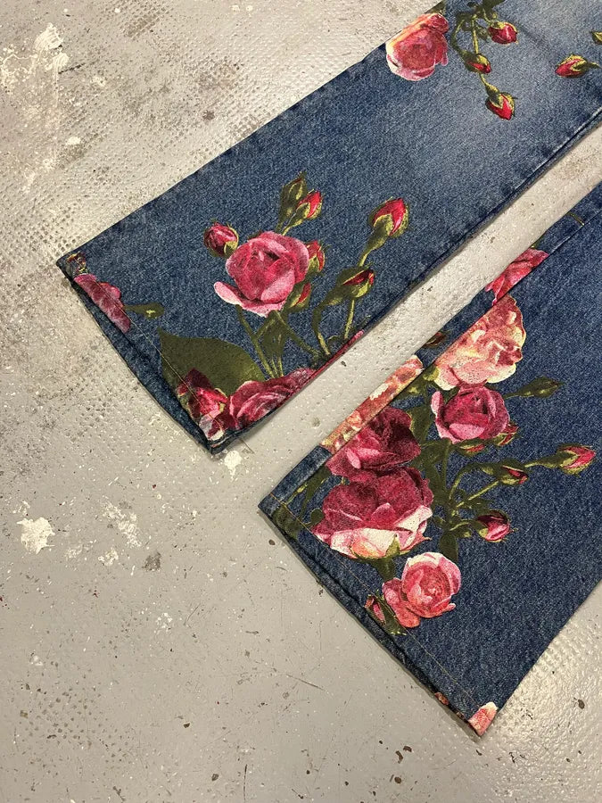 FW1999 Roberto Cavalli Blue Denim Flowers Royal Jeans (S) rkyUbnB 5