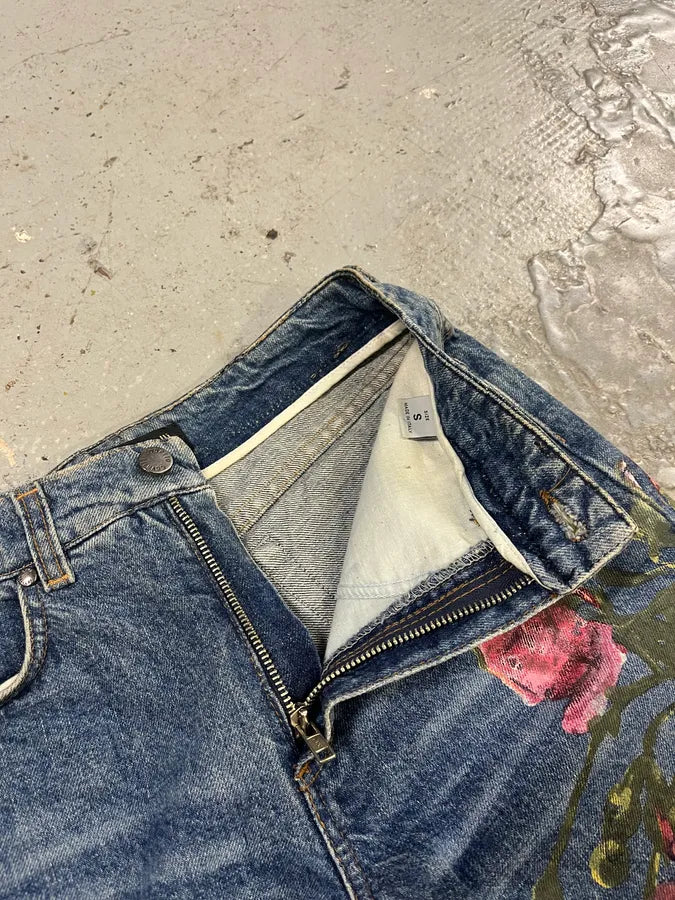 FW1999 Roberto Cavalli Blue Denim Flowers Royal Jeans (S) rkyUbnB 7