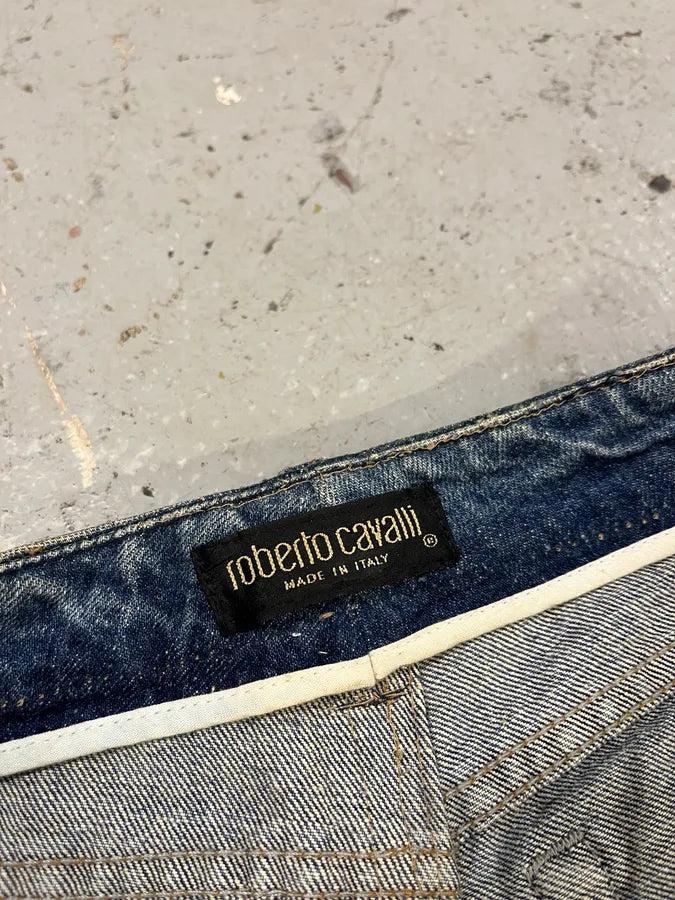 FW1999 Roberto Cavalli Blue Denim Flowers Royal Jeans (S) rkyUbnB 8