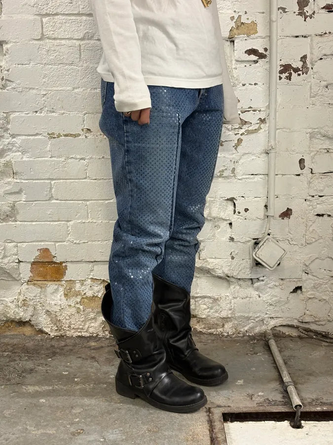 FW1999 Roberto Cavalli Blue Dynamic Royal Denim Jeans KKYWeCs 2