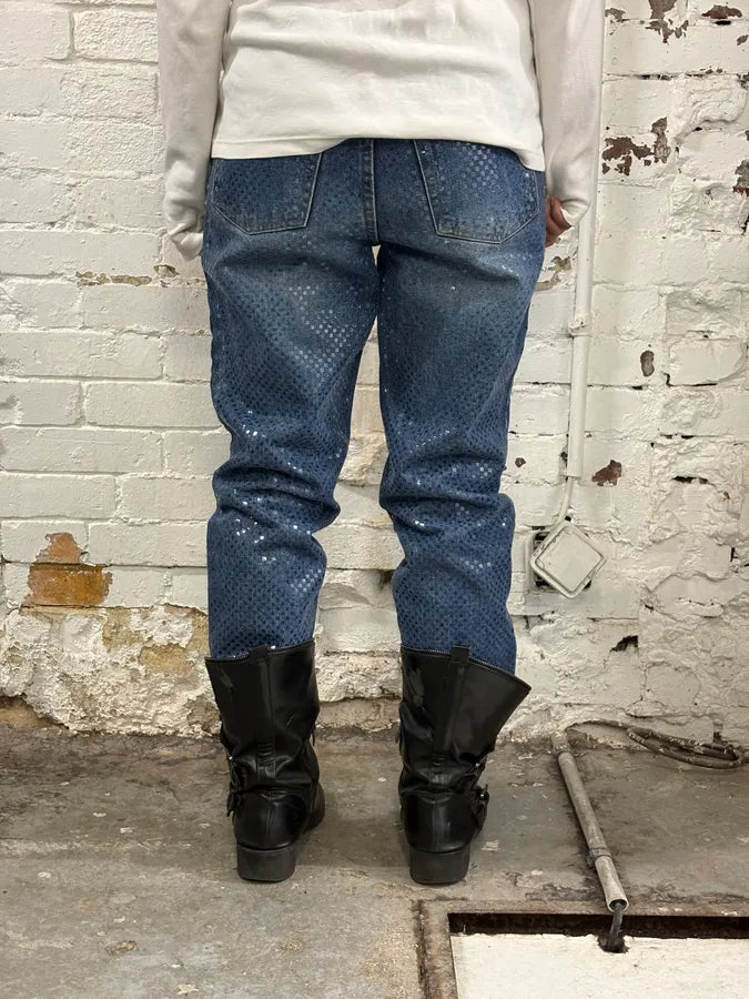 FW1999 Roberto Cavalli Blue Dynamic Royal Denim Jeans KKYWeCs 3