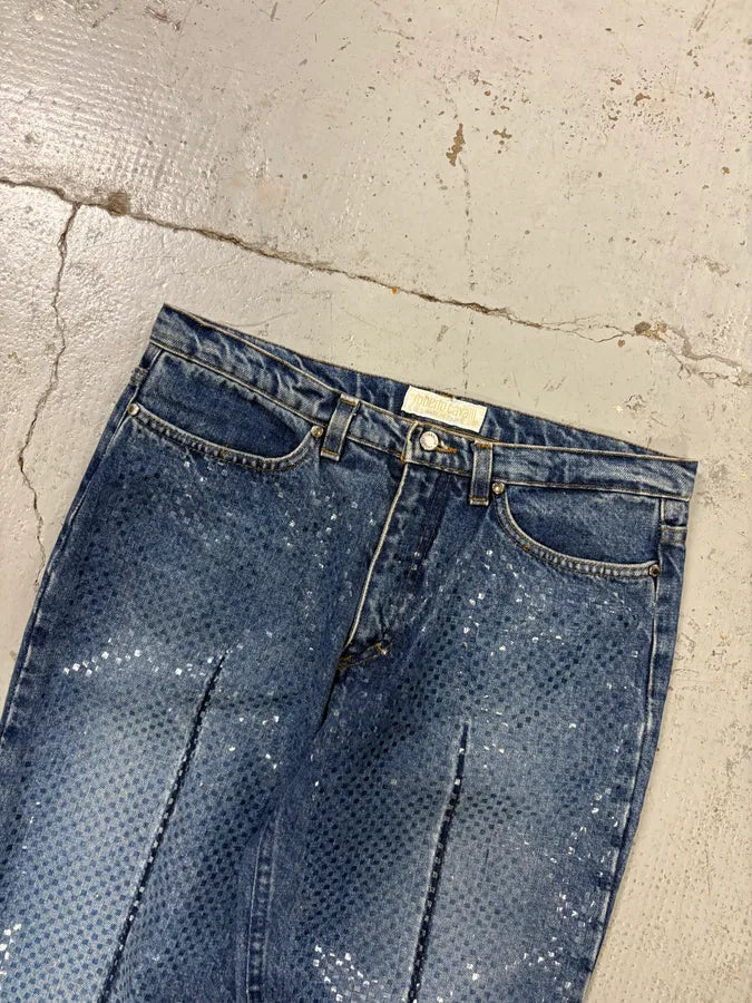 FW1999 Roberto Cavalli Blue Dynamic Royal Denim Jeans KKYWeCs 4