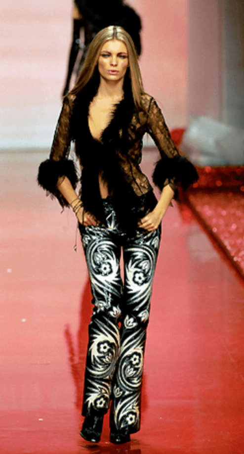 FW1999 Roberto Cavalli Blue Embroidered Flowers Denim Jeans edURzRT 2
