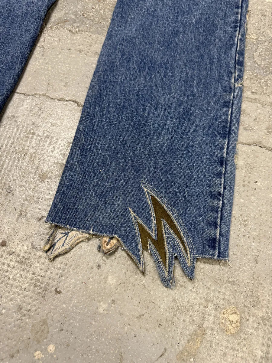 FW1999 Roberto Cavalli Blue Embroidered Flowers Denim Jeans edURzRT 7