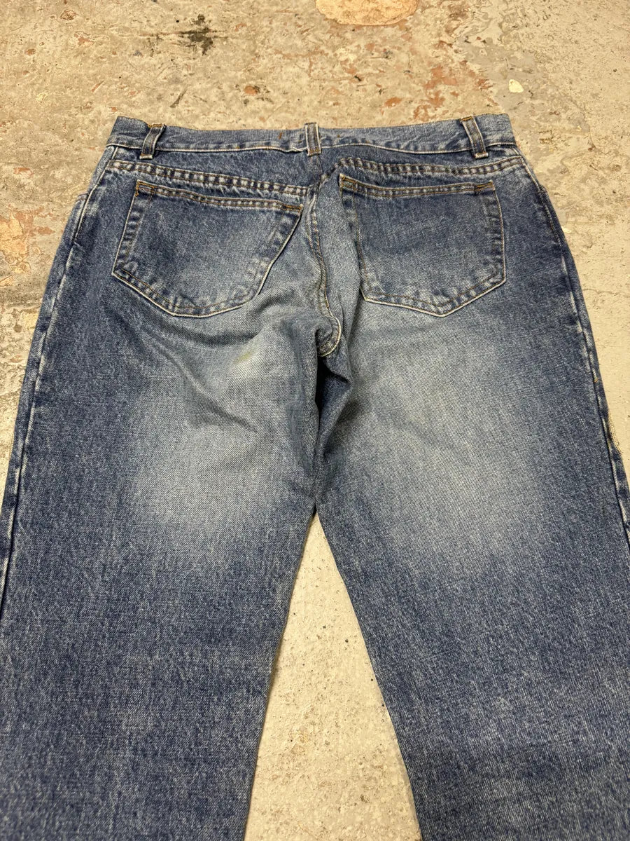 FW1999 Roberto Cavalli Blue Embroidered Flowers Denim Jeans edURzRT 8