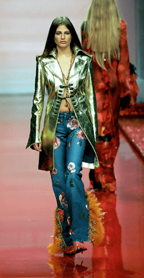 FW1999 Roberto Cavalli Blue Flowers Denim Jeans IYlJWju 1