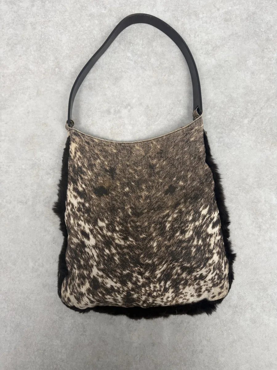 FW1999 Roberto Cavalli Brown & White Movement Fur Bag YBLMcju 0