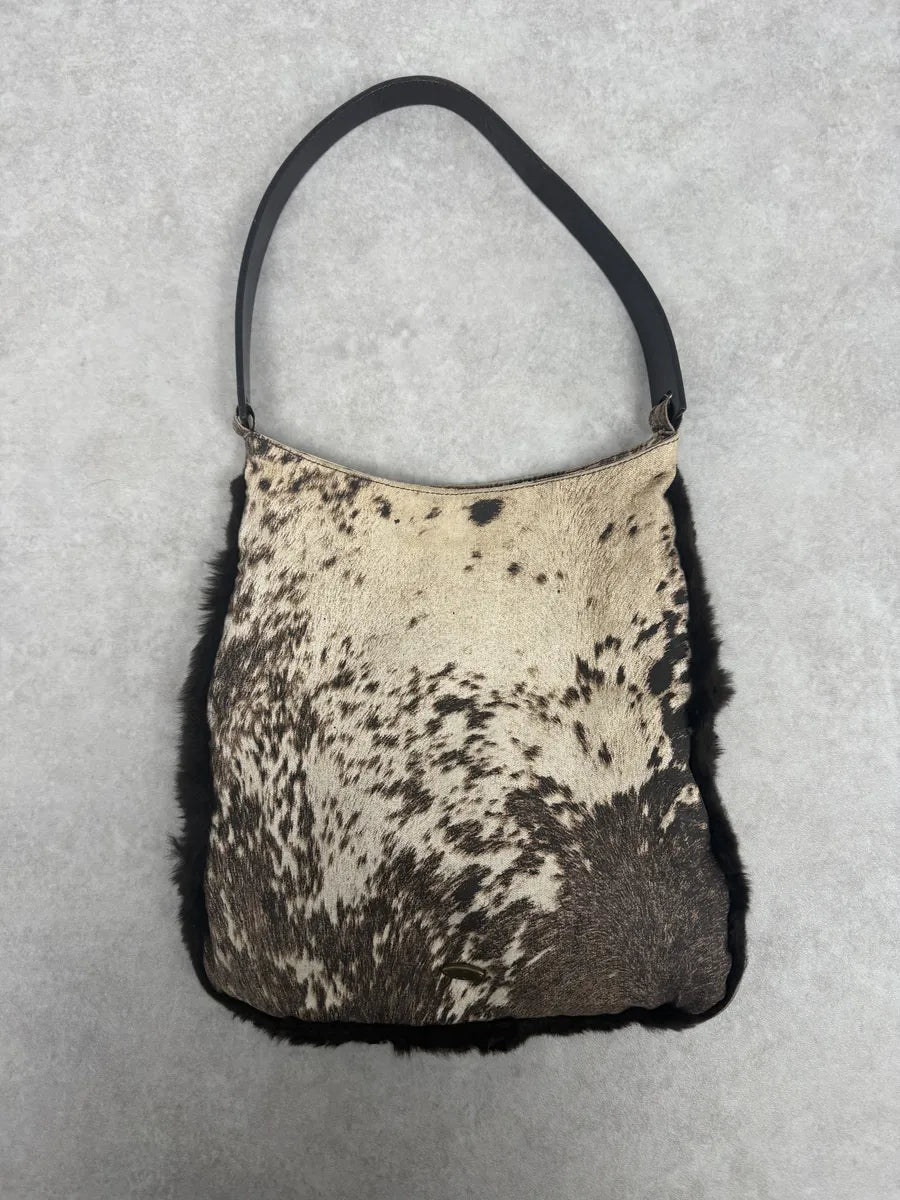 FW1999 Roberto Cavalli Brown & White Movement Fur Bag YBLMcju 1