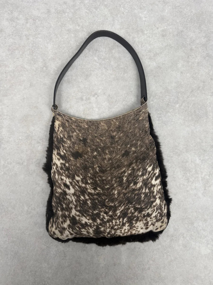 FW1999 Roberto Cavalli Brown & White Movement Fur Bag YBLMcju 2