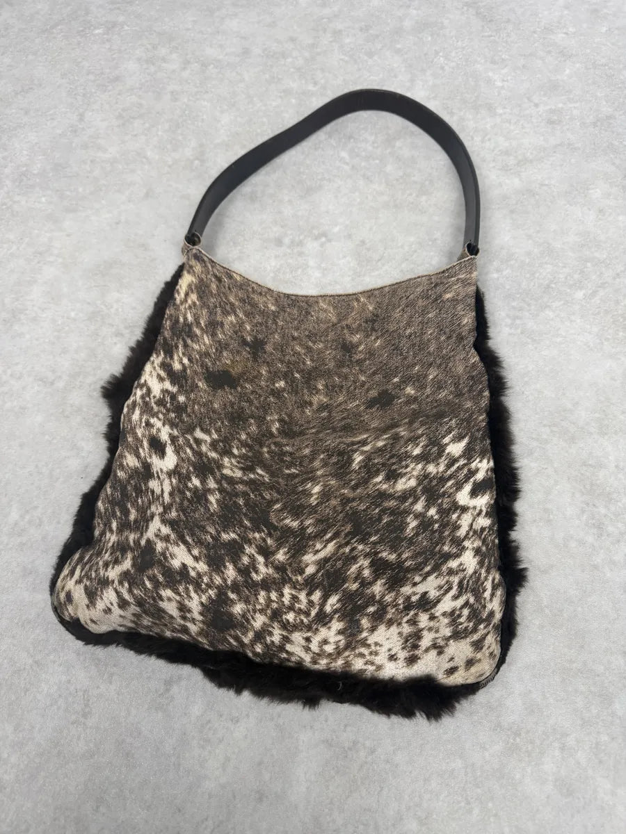 FW1999 Roberto Cavalli Brown & White Movement Fur Bag YBLMcju 3
