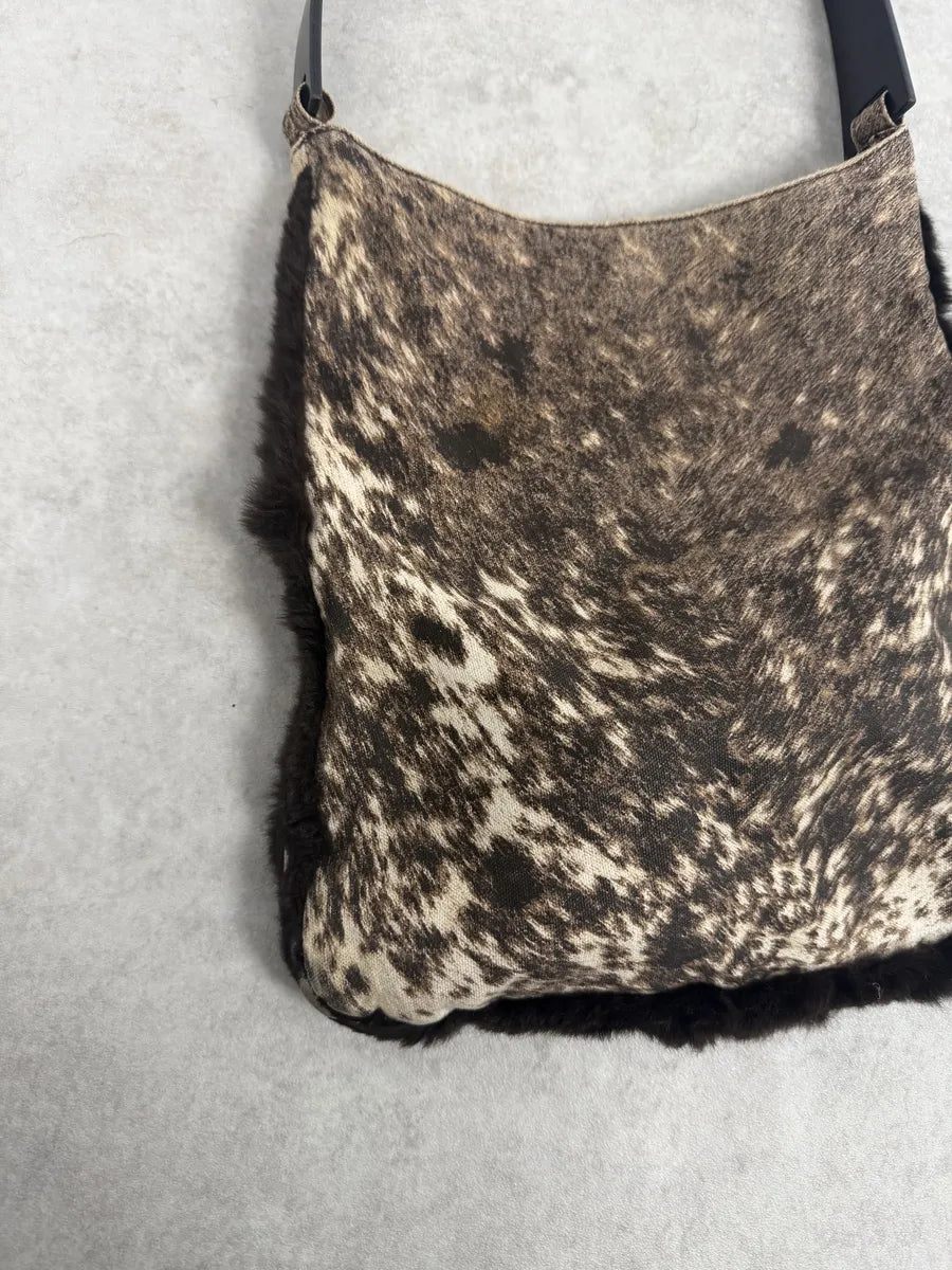 FW1999 Roberto Cavalli Brown & White Movement Fur Bag YBLMcju 4
