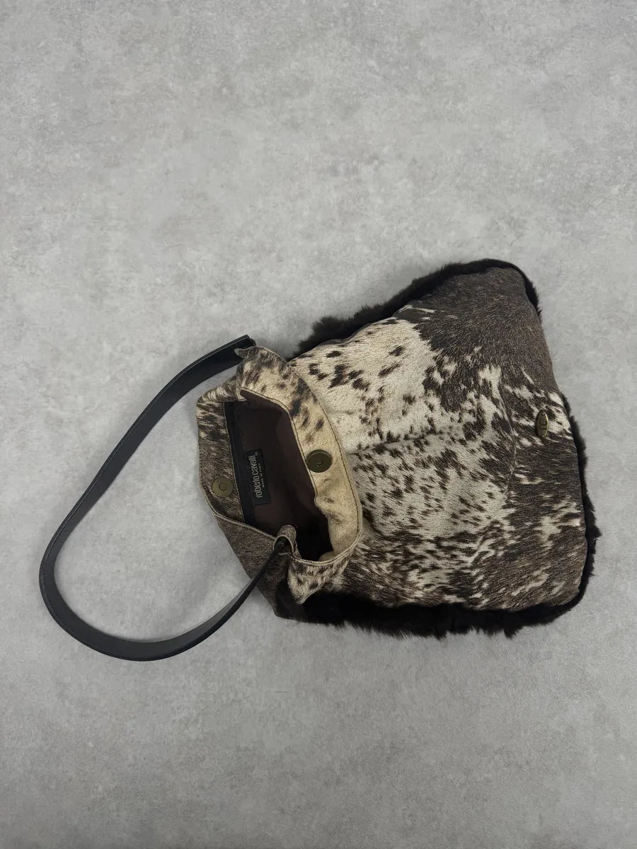 FW1999 Roberto Cavalli Brown & White Movement Fur Bag YBLMcju 6