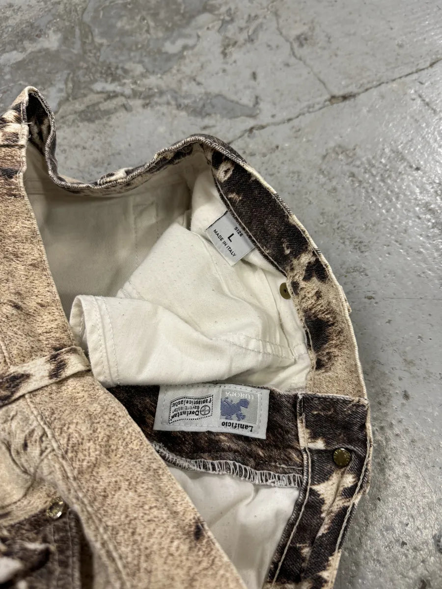 FW1999 Roberto Cavalli Brown Fury Movement Cow Print Pants oTdMsyL 5