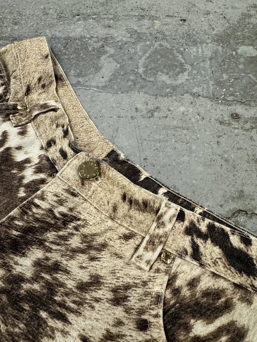 FW1999 Roberto Cavalli Brown Fury Movement Cow Print Pants oTdMsyL 6