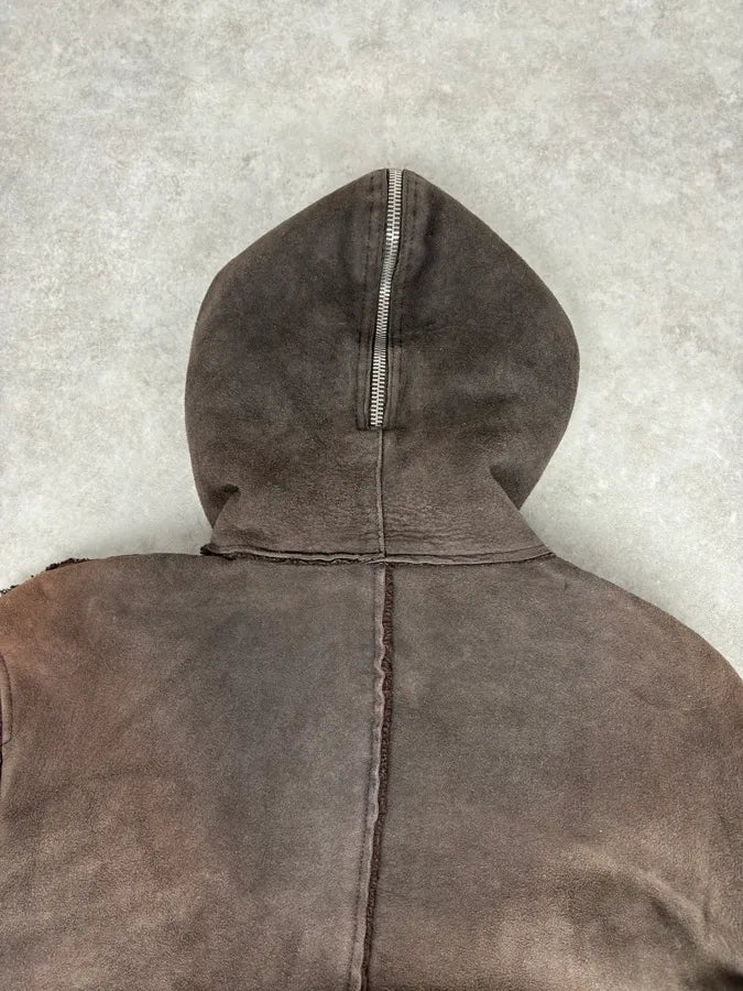 AW2004 Dolce & Gabbana Shearling Hooded Suede Bomber Jacket TlGLHCk 5