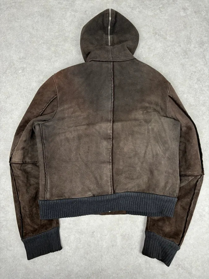 AW2004 Dolce & Gabbana Shearling Hooded Suede Bomber Jacket TlGLHCk 4