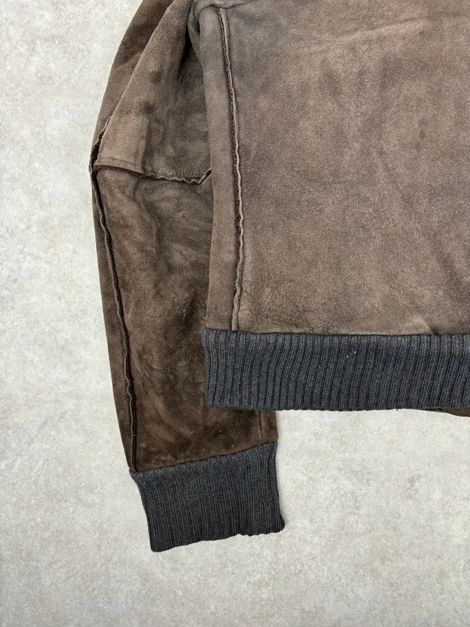 AW2004 Dolce & Gabbana Shearling Hooded Suede Bomber Jacket TlGLHCk 8