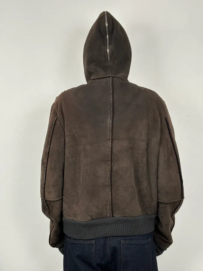 AW2004 Dolce & Gabbana Shearling Hooded Suede Bomber Jacket TlGLHCk 2