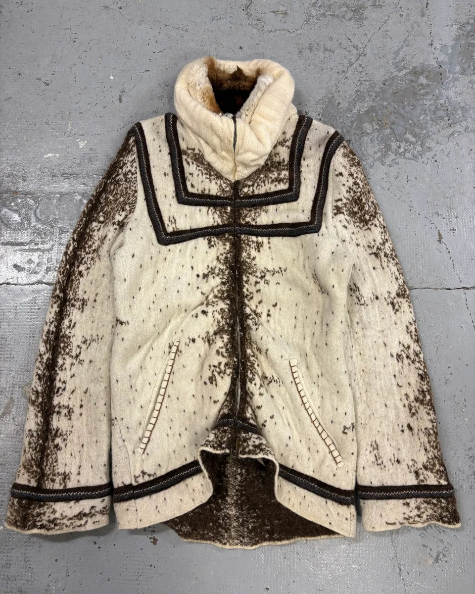 FW1999 Roberto Cavalli Cow Print Fur Wool Jacket rlOJASl 0