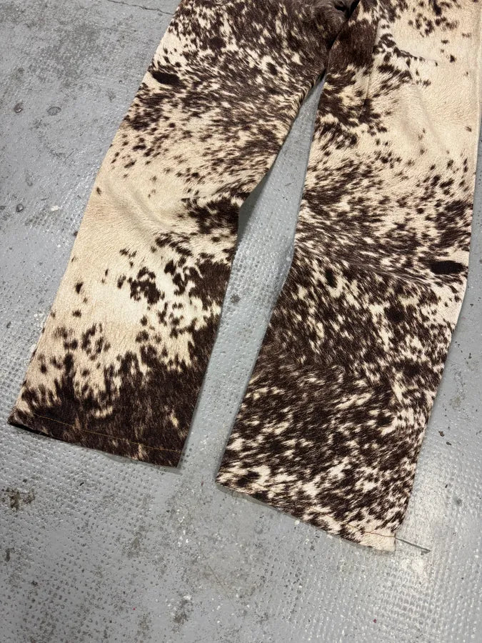 FW1999 Roberto Cavalli Cow Print Fury Movement Effect Brown & Beige Pants lbMeEfK 3