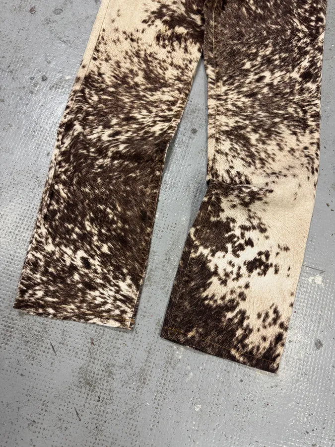FW1999 Roberto Cavalli Cow Print Fury Movement Effect Brown & Beige Pants lbMeEfK 6