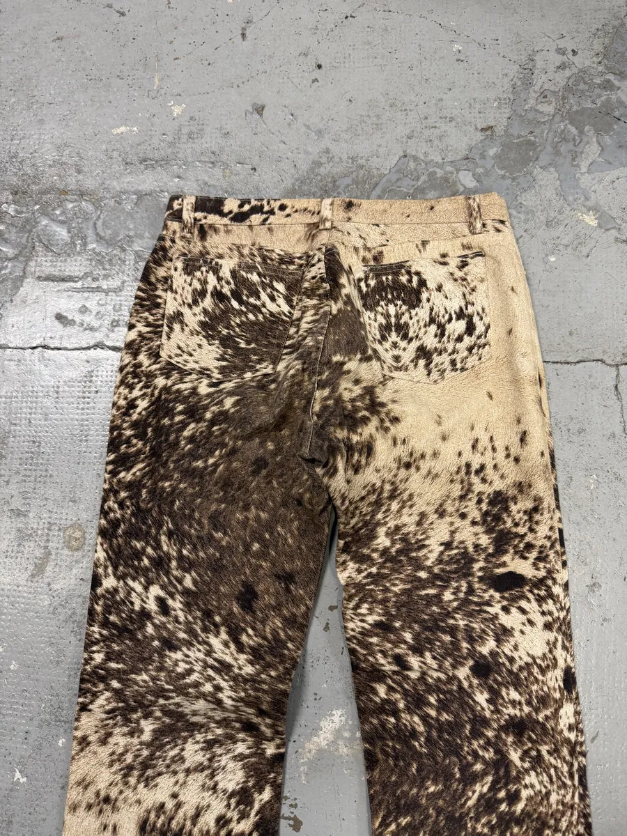 FW1999 Roberto Cavalli Cow Print Movement Effect Brown & Beige Pants UscNXPe 6