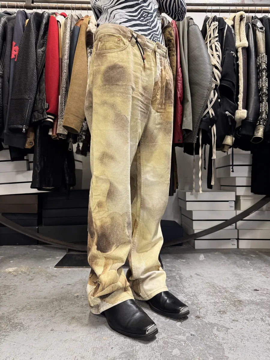 FW1999 Roberto Cavalli Creamy Beige Flowers Nature Pants TKeCOne 3