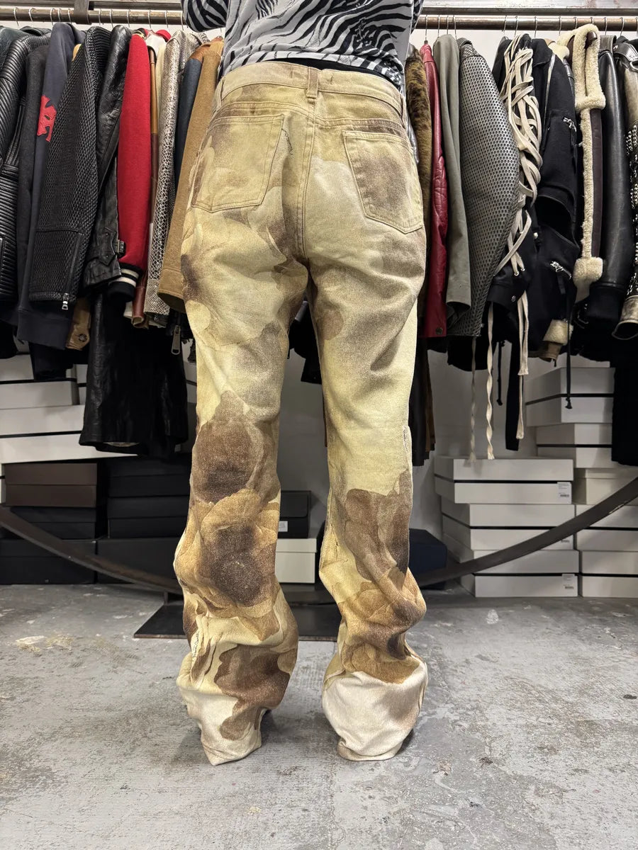 FW1999 Roberto Cavalli Creamy Beige Flowers Nature Pants TKeCOne 4
