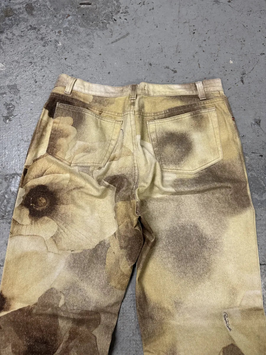 FW1999 Roberto Cavalli Creamy Beige Flowers Nature Pants TKeCOne 5