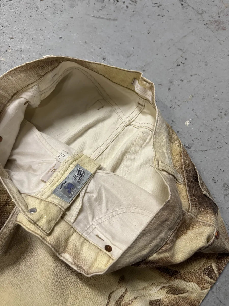 FW1999 Roberto Cavalli Creamy Beige Flowers Nature Pants TKeCOne 7