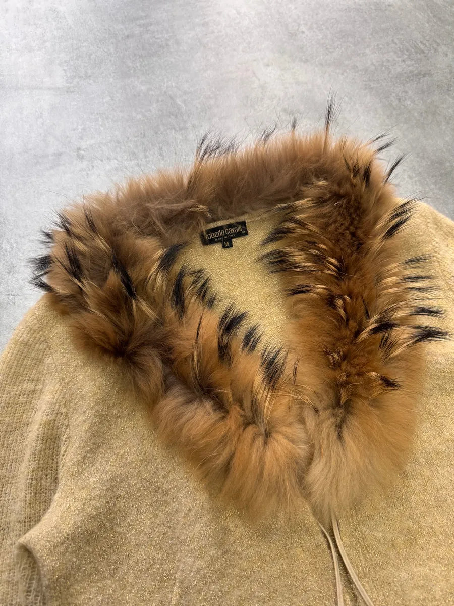 FW1999 Roberto Cavalli Fur Collar Wool Sweater Jacket azwvWrt 1