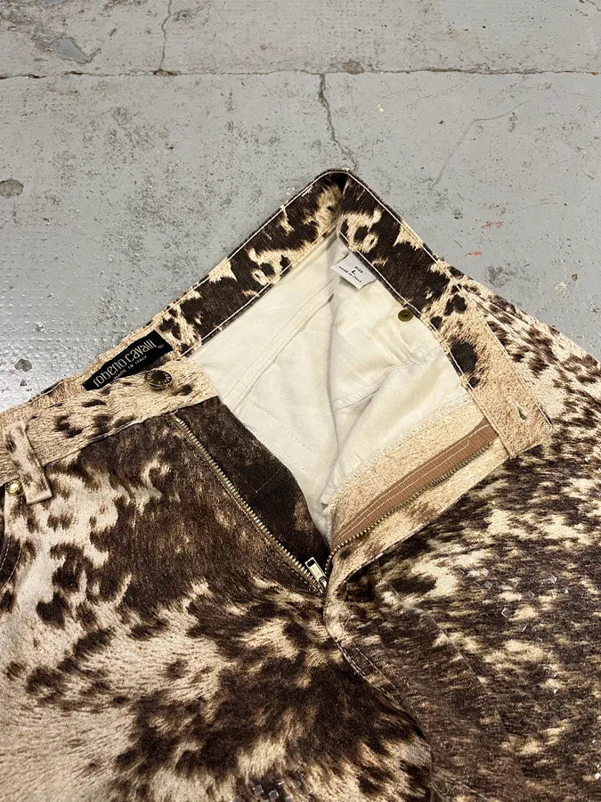 FW1999 Roberto Cavalli Fur Movement Cow Print Beige Pants iAUQdFY 8