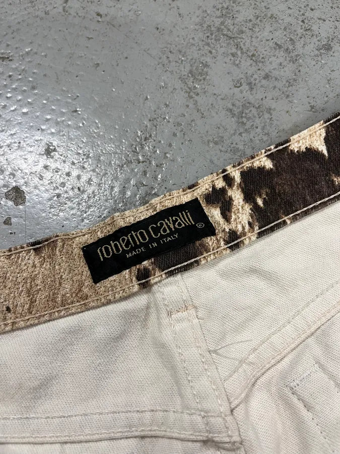 FW1999 Roberto Cavalli Fur Movement Cow Print Beige Pants iAUQdFY 9