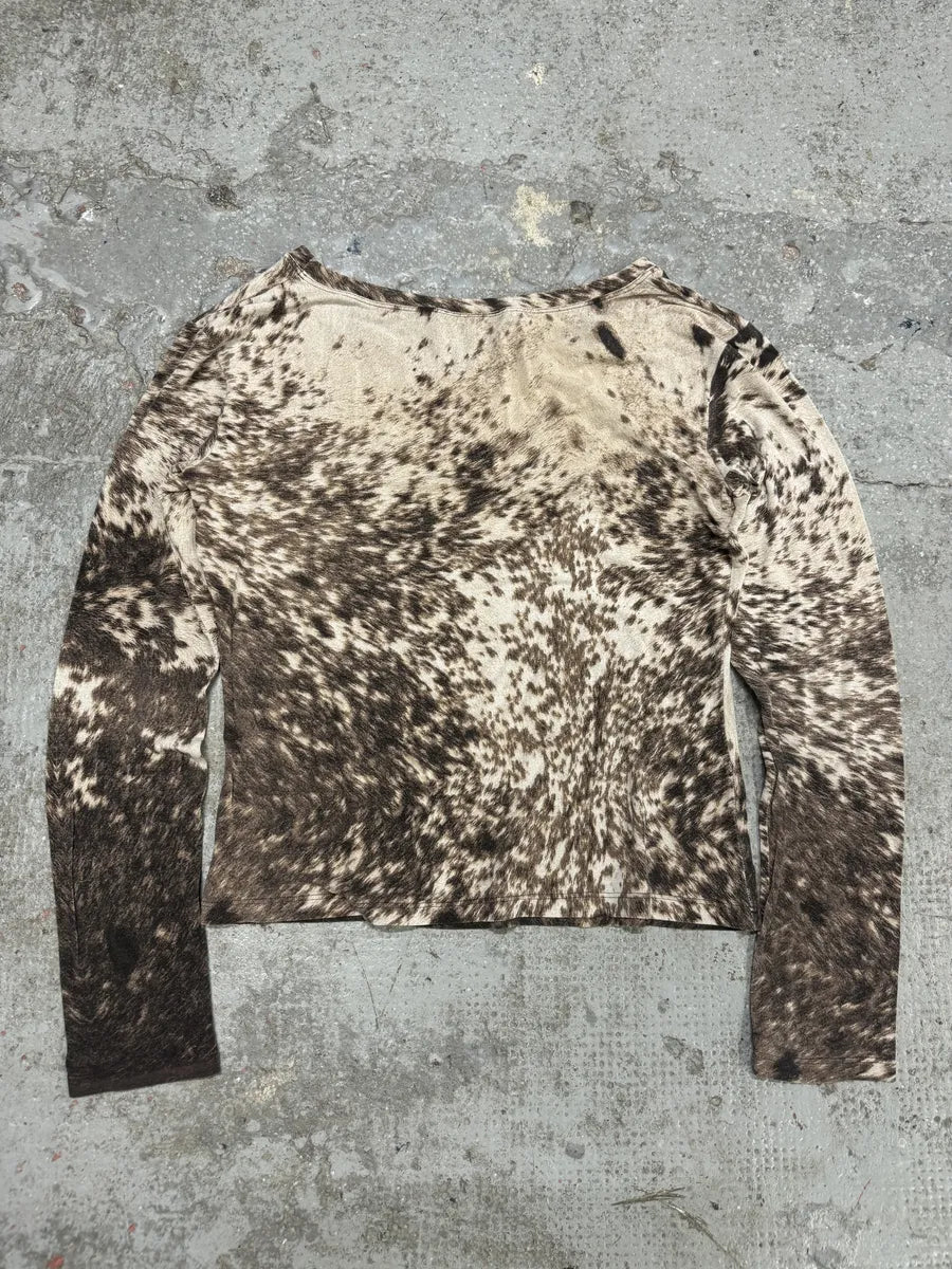 FW1999 Roberto Cavalli Furry Cowprint Movement Longsleeves (M) UMdOIRX 3