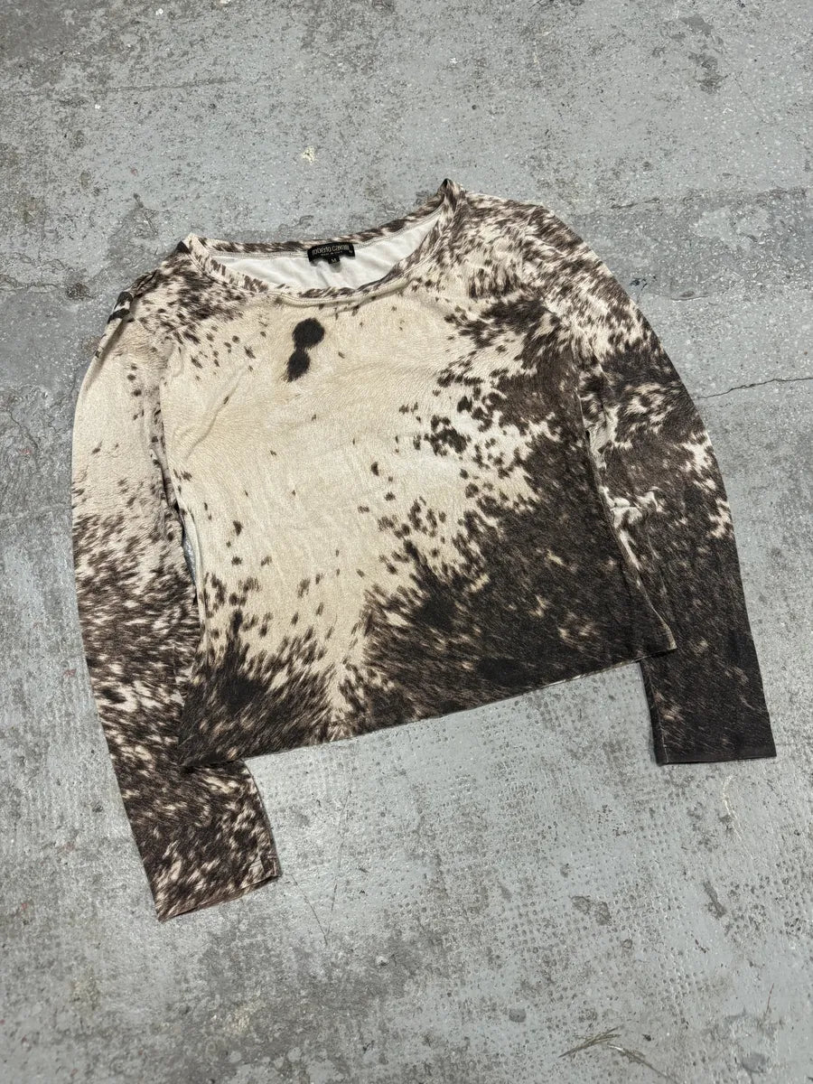 FW1999 Roberto Cavalli Furry Cowprint Movement Longsleeves (M) UMdOIRX 6