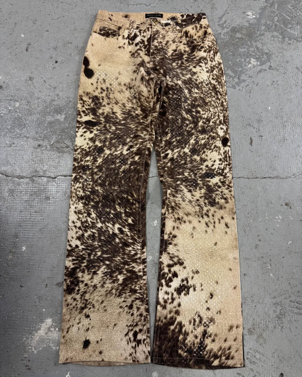 FW1999 Roberto Cavalli Furry Cowprint Movement Pants (XS) 0