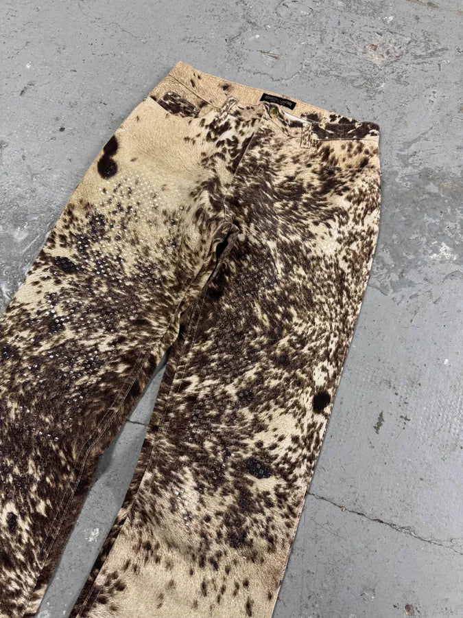 FW1999 Roberto Cavalli Furry Cowprint Movement Pants (XS) 1