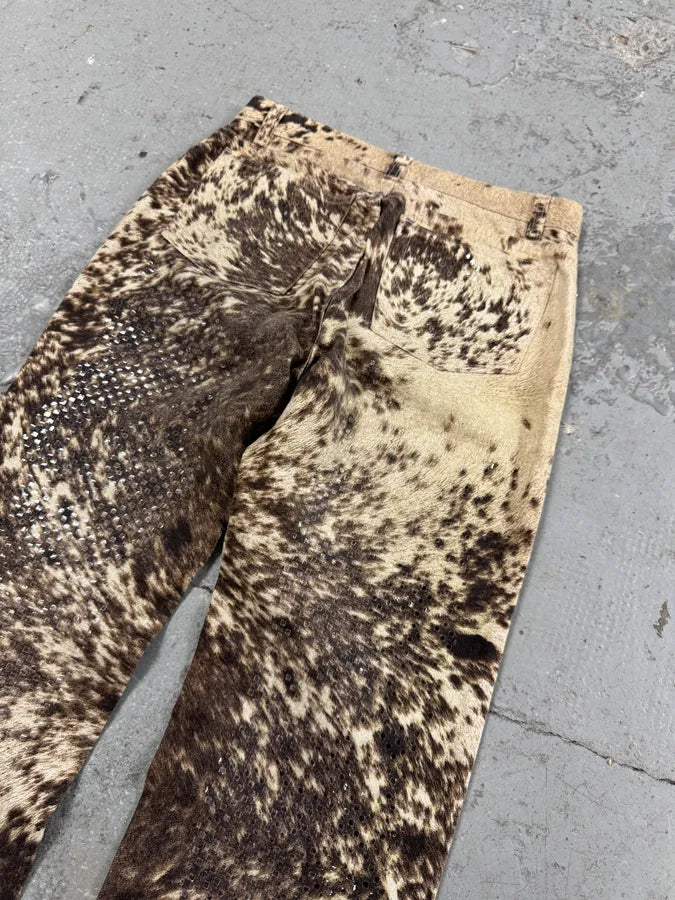 FW1999 Roberto Cavalli Furry Cowprint Movement Pants (XS) 2