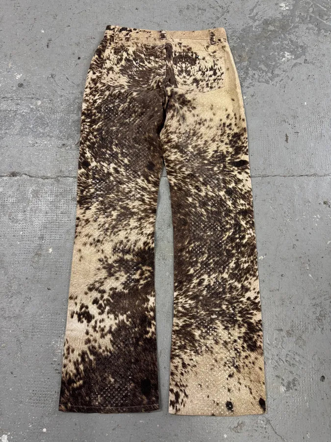 FW1999 Roberto Cavalli Furry Cowprint Movement Pants (XS) 3