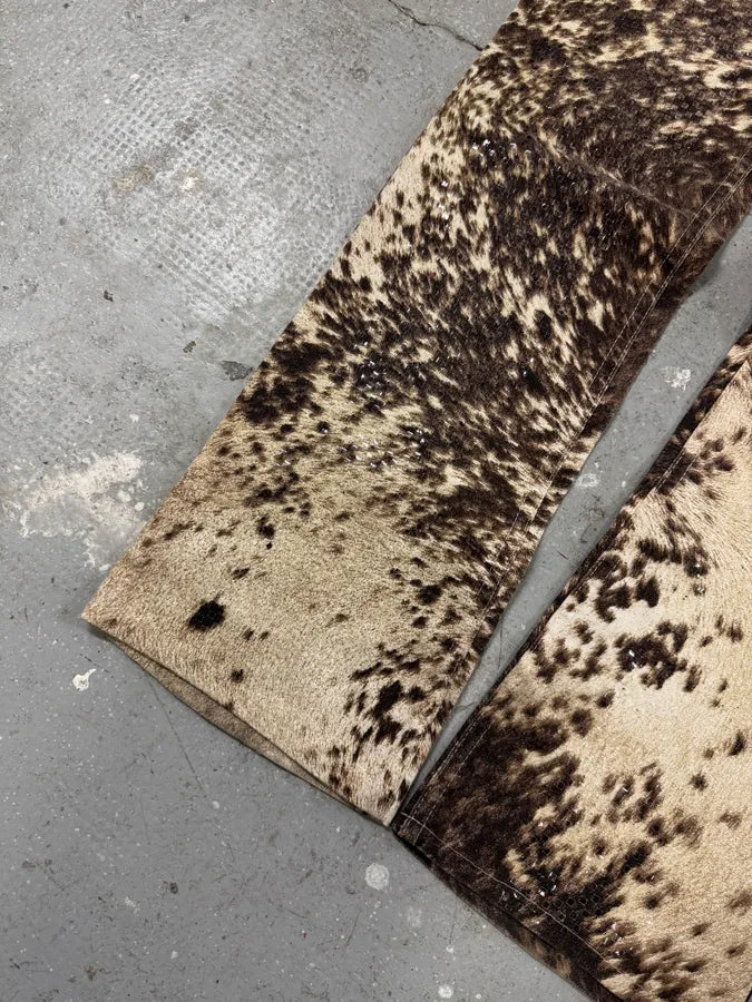 FW1999 Roberto Cavalli Furry Cowprint Movement Pants (XS) 4