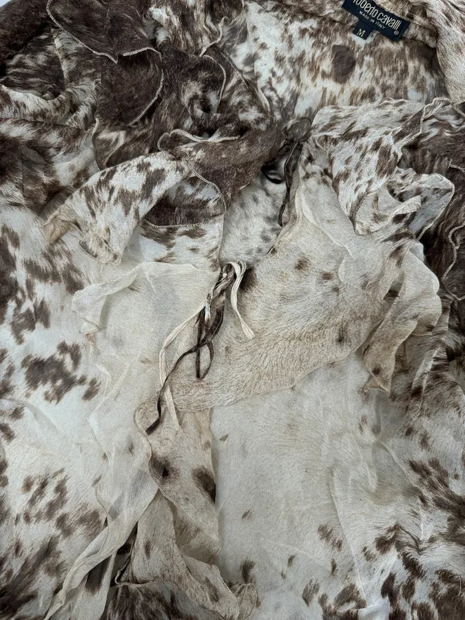 FW1999 Roberto Cavalli Furry Movement Brown & White Blouse Shirt BuwHAfn 5