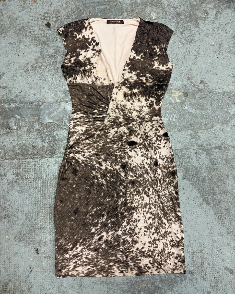 FW1999 Roberto Cavalli Furry Movement Effect Brown Dress iqwTIQR 0
