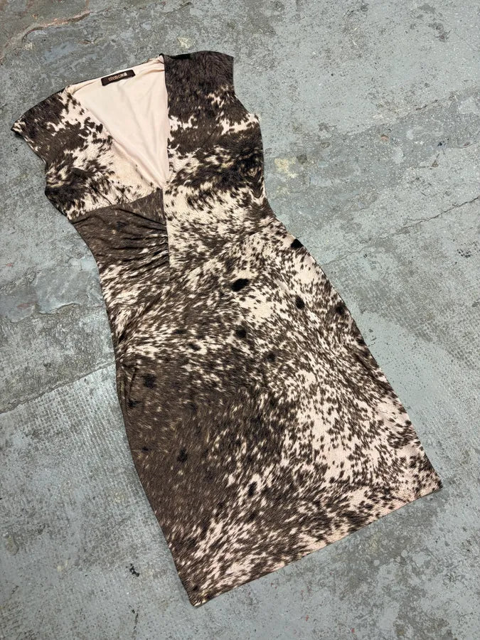 FW1999 Roberto Cavalli Furry Movement Effect Brown Dress iqwTIQR 1