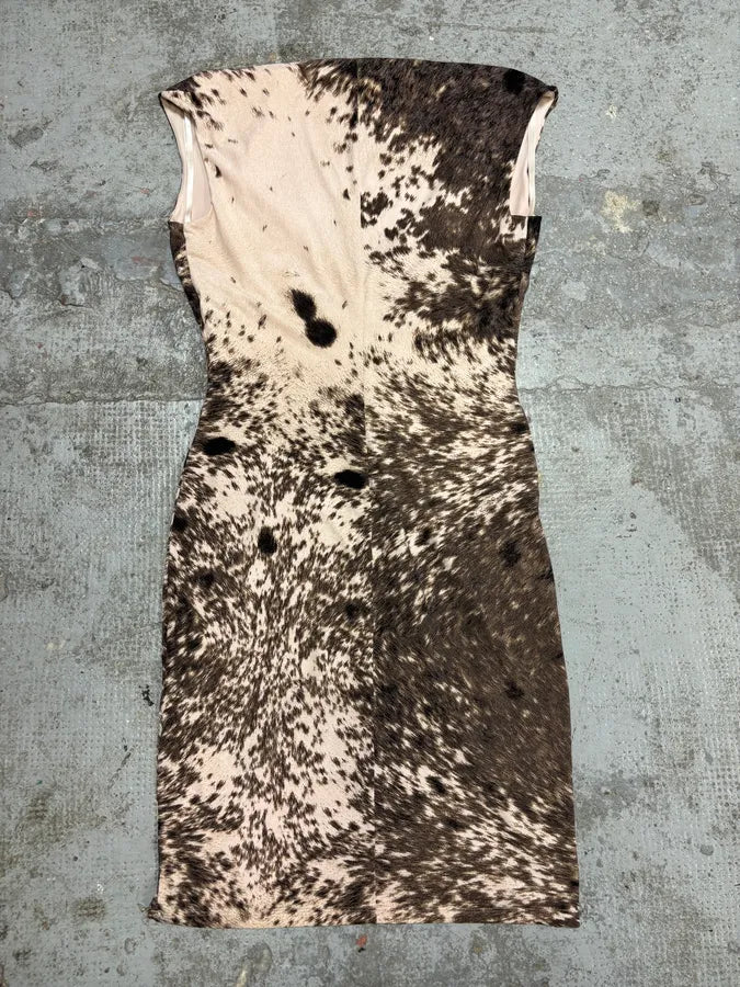 FW1999 Roberto Cavalli Furry Movement Effect Brown Dress iqwTIQR 3