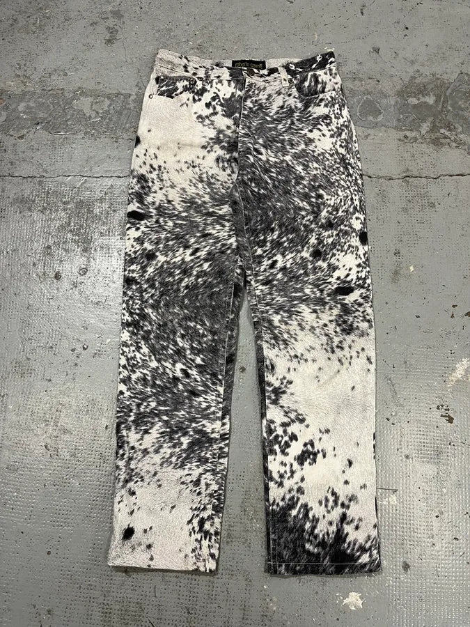FW1999 Roberto Cavalli Furry White Cowprint Movement Pants bSsoHqK 0