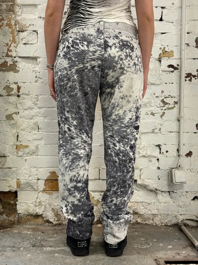 FW1999 Roberto Cavalli Furry White Cowprint Movement Pants bSsoHqK 3