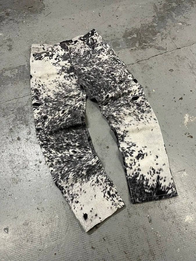 FW1999 Roberto Cavalli Furry White Cowprint Movement Pants bSsoHqK 4
